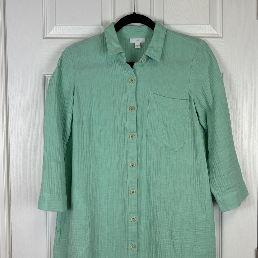 NWT J. Jill cotton gauze cool aqua midi shirtdress sz xs - Picture 5 of 12